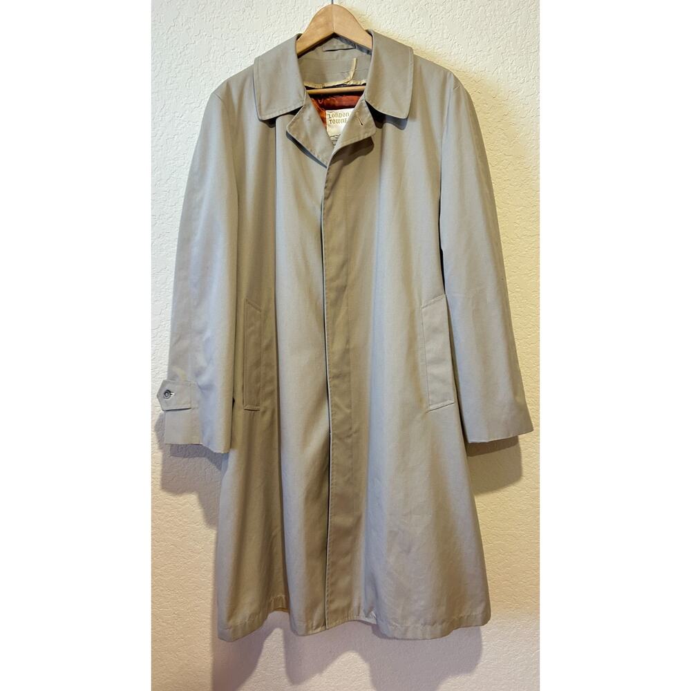 VTG London Fog Trench Coat 40R Beige Removable Pile Lining Old Money - Picture 8 of 13